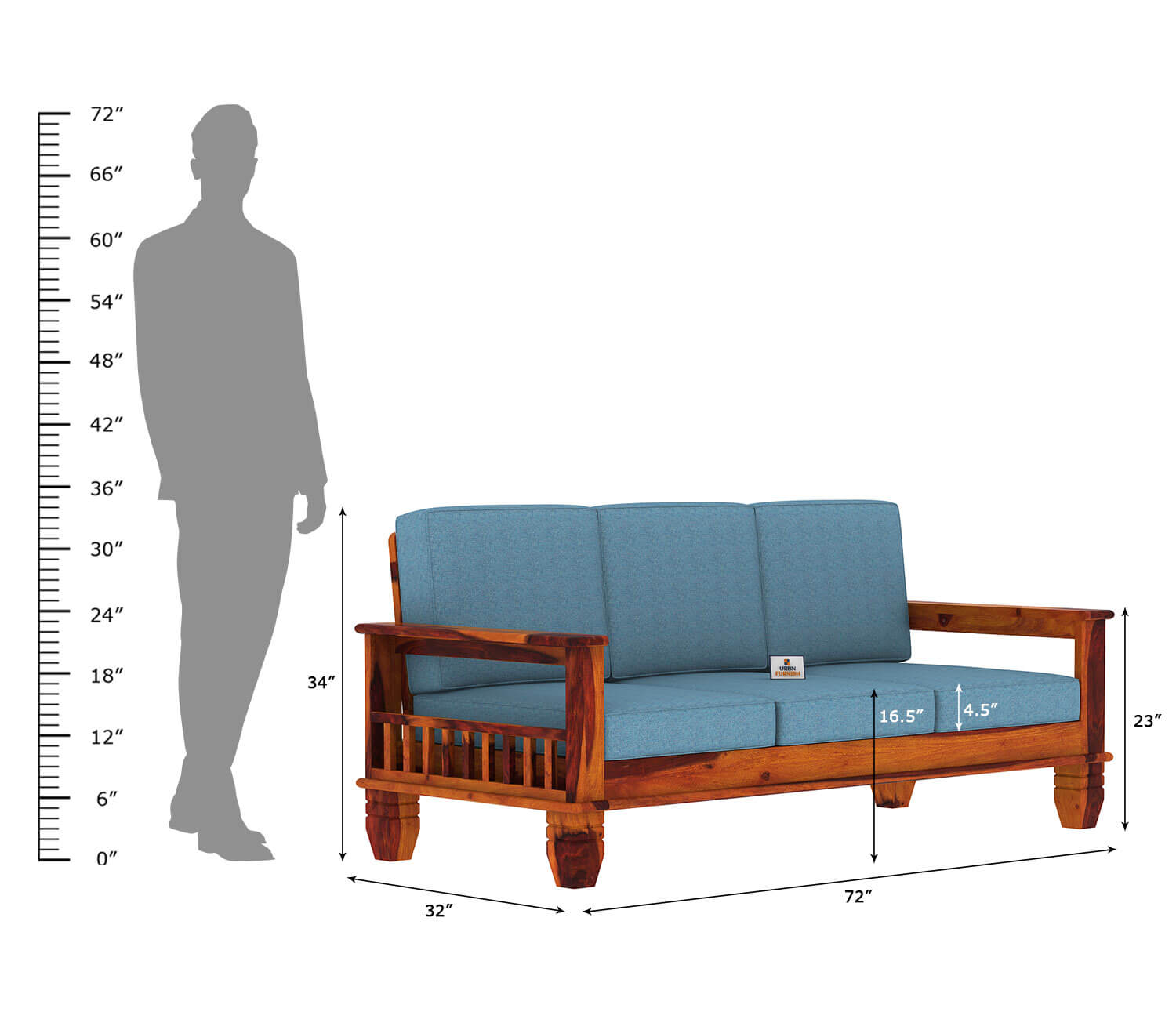Angelic Wooden 3+1+1 Sofa Set - Urbnfurnish