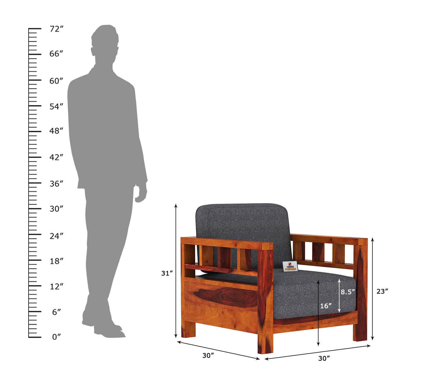 Drake Wooden 3+1+1 Sofa Set - Urbnfurnish