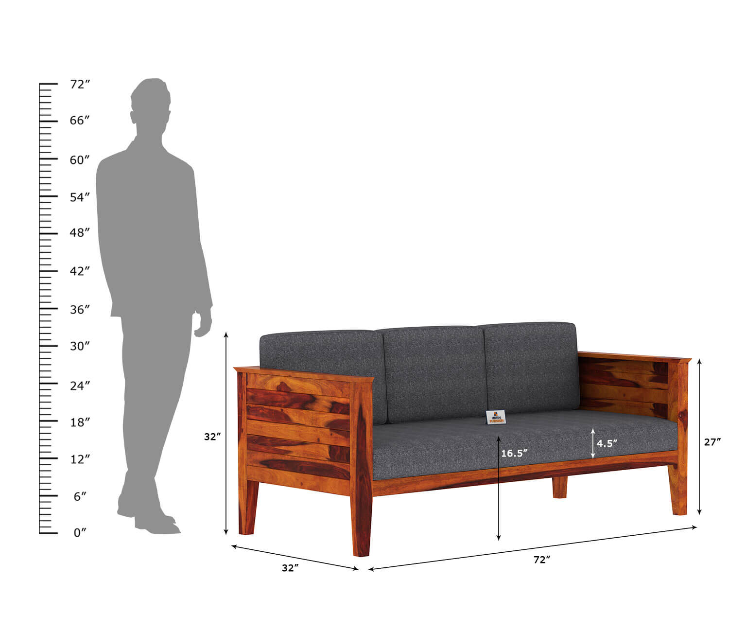 Venice Wooden 3+1+1 Sofa Set - Urbnfurnish