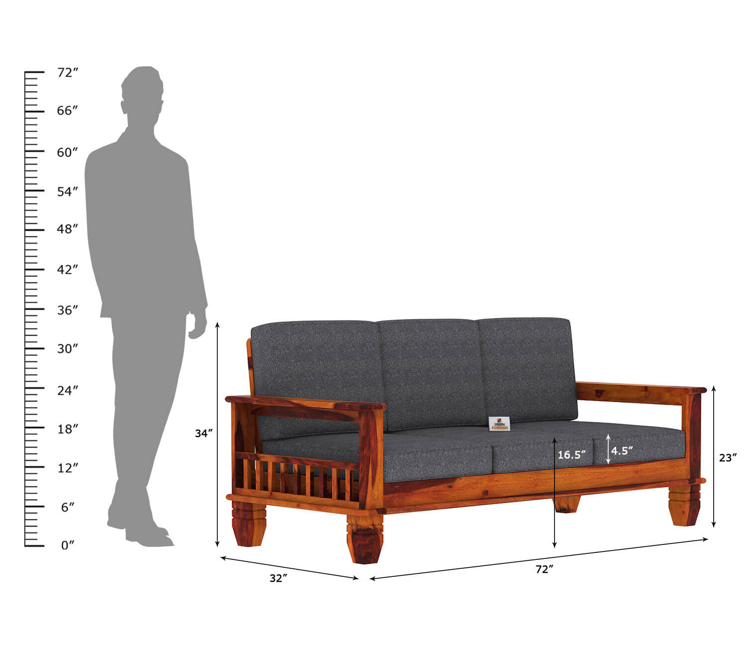 Angelic Wooden 3+1+1 Sofa Set - Urbnfurnish