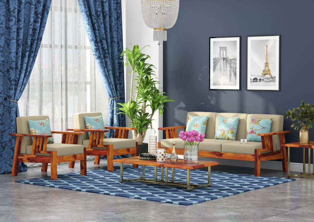 Beamish Wooden 3+1+1 Sofa Set - Urbnfurnish