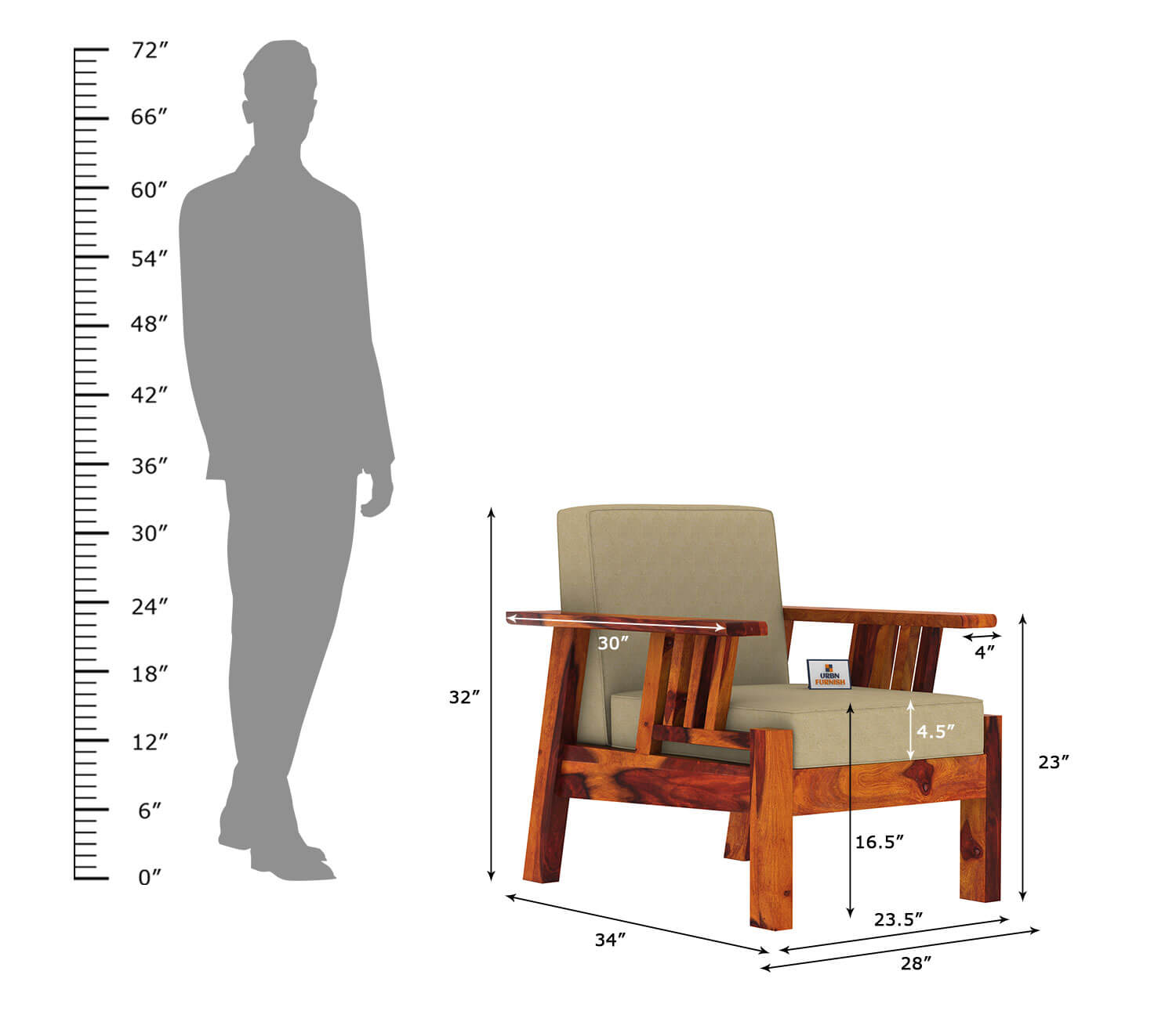 Beamish Wooden 3+1+1 Sofa Set - Urbnfurnish