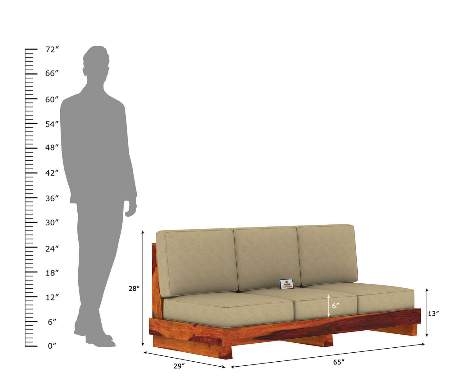 Finlauy Wooden 3+1+1 Sofa Set - Urbnfurnish