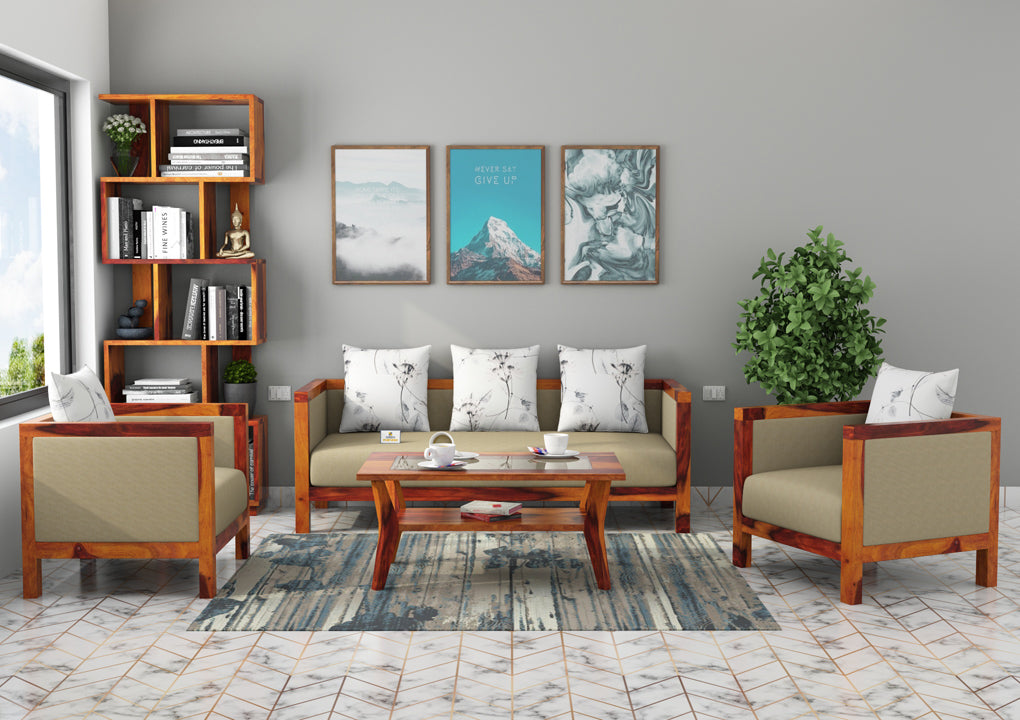 Dallas Wooden 3+1+1 Sofa Set - Urbnfurnish