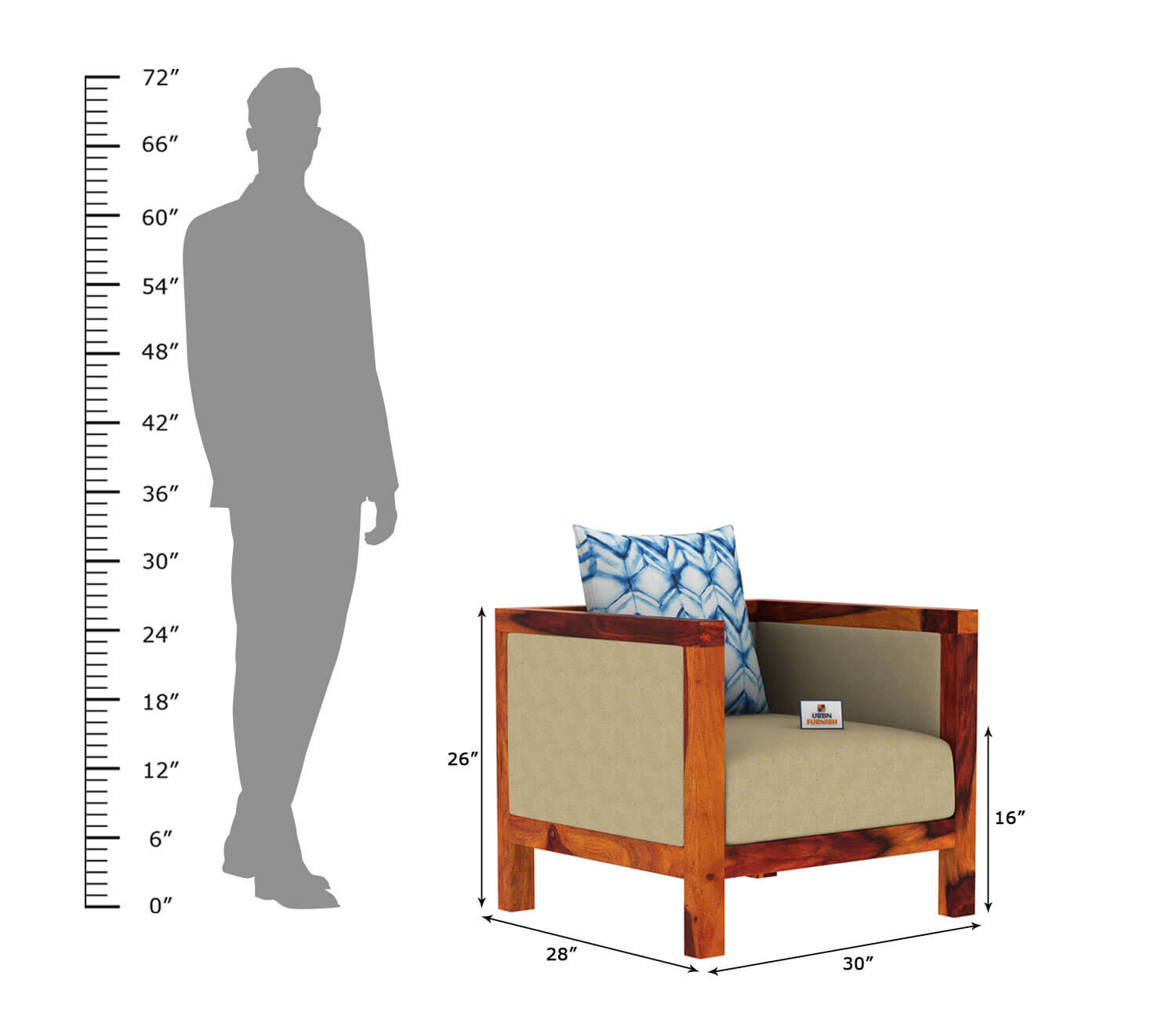 Dallas Wooden 3+1+1 Sofa Set - Urbnfurnish