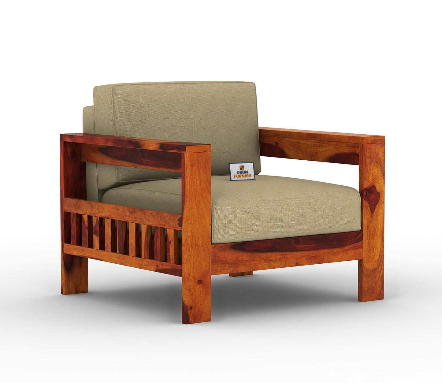 Carlotta With Side Magazine Wooden 3+1+1 Sofa Set - Urbnfurnish