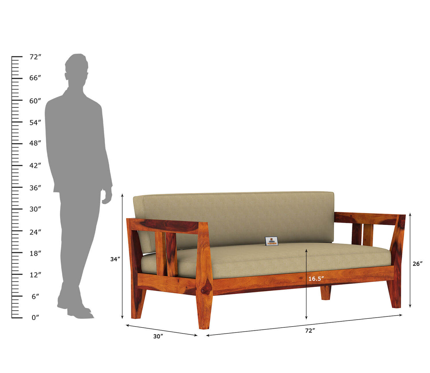Sacby Wooden 3+1+1 Sofa Set - Urbnfurnish