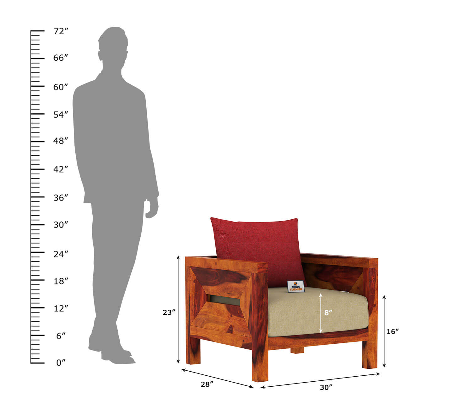 Stamford Wooden 3+1+1 Sofa Set - Urbnfurnish