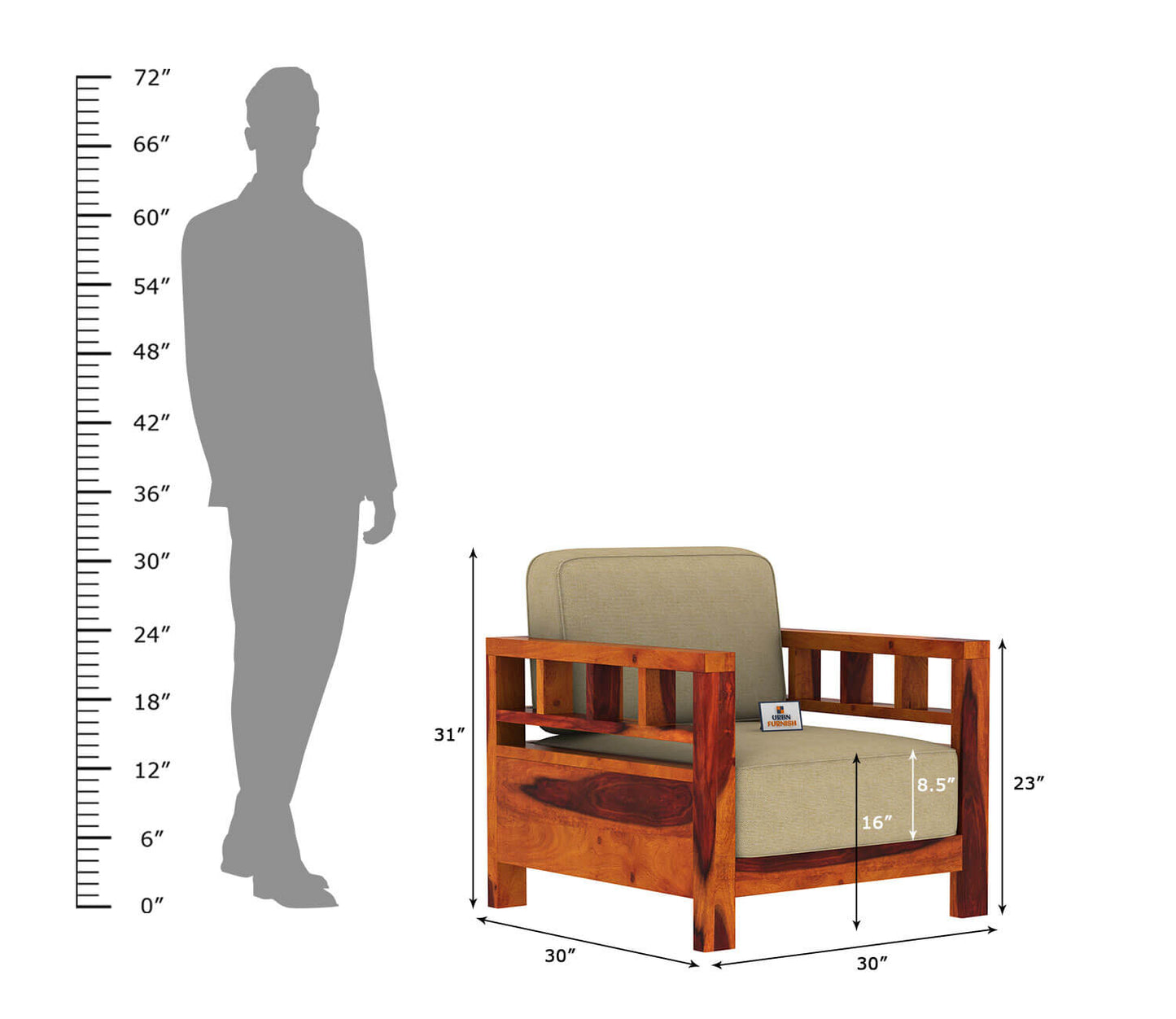 Drake Wooden 3+1+1 Sofa Set - Urbnfurnish