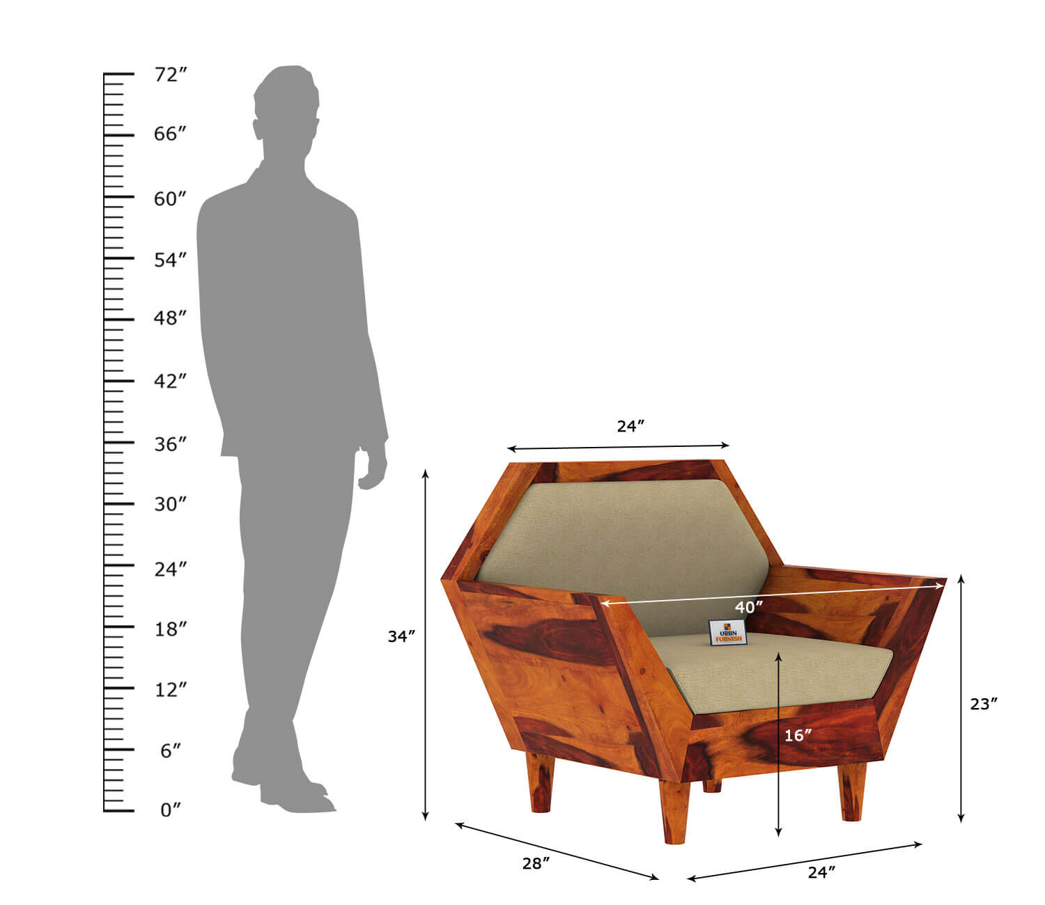 Jones Wooden 3+1+1 Sofa Set - Urbnfurnish