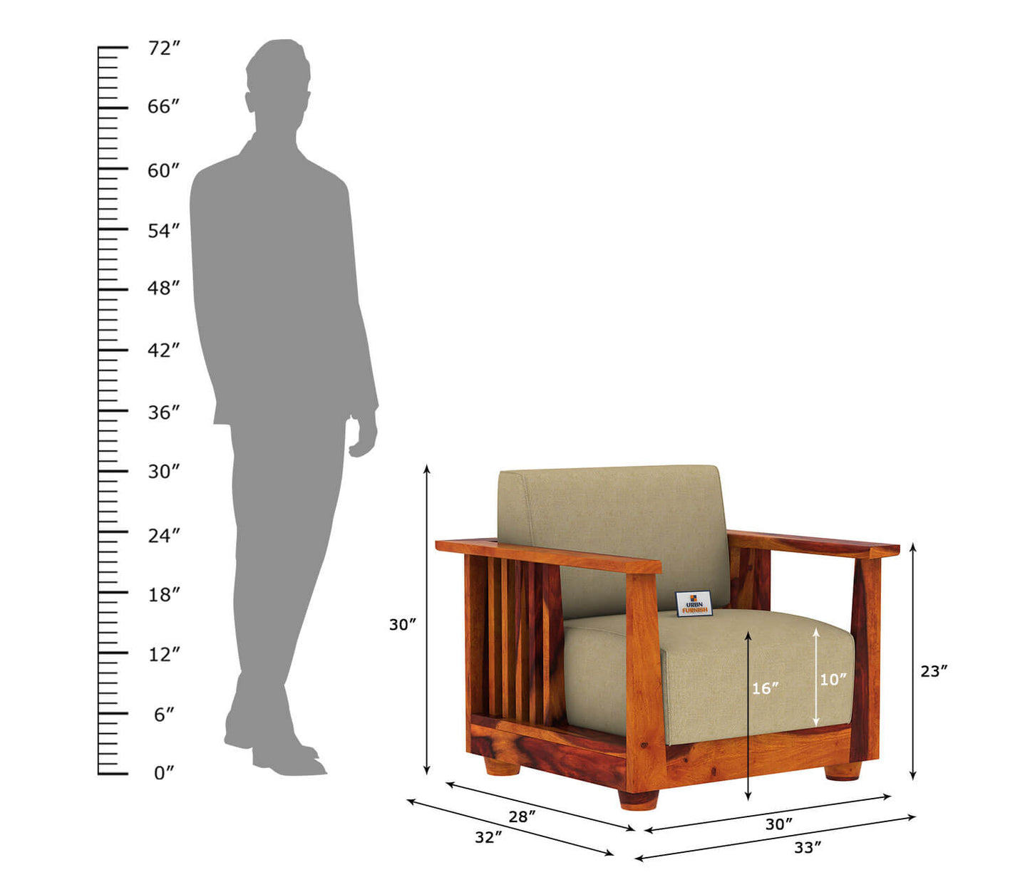 Olson Wooden 3+1+1 Sofa Set - Urbnfurnish
