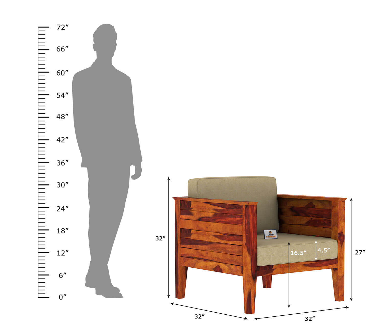 Venice Wooden 3+1+1 Sofa Set - Urbnfurnish