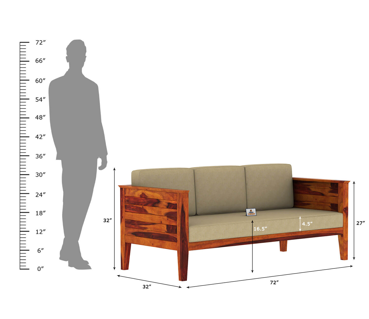 Venice Wooden 3+1+1 Sofa Set - Urbnfurnish