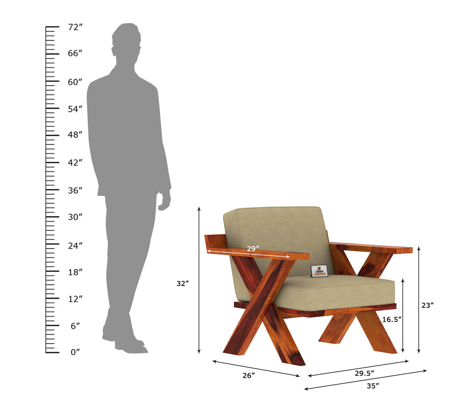 Lewis Wooden 3+1+1 Sofa Set - Urbnfurnish