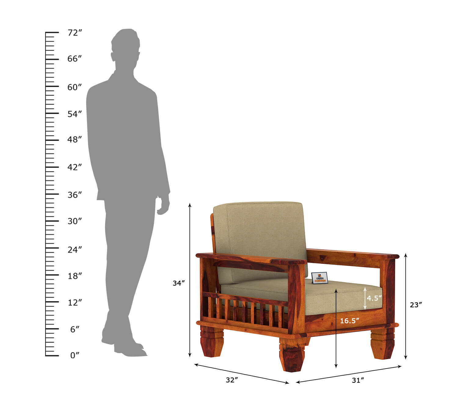 Angelic Wooden 3+1+1 Sofa Set - Urbnfurnish