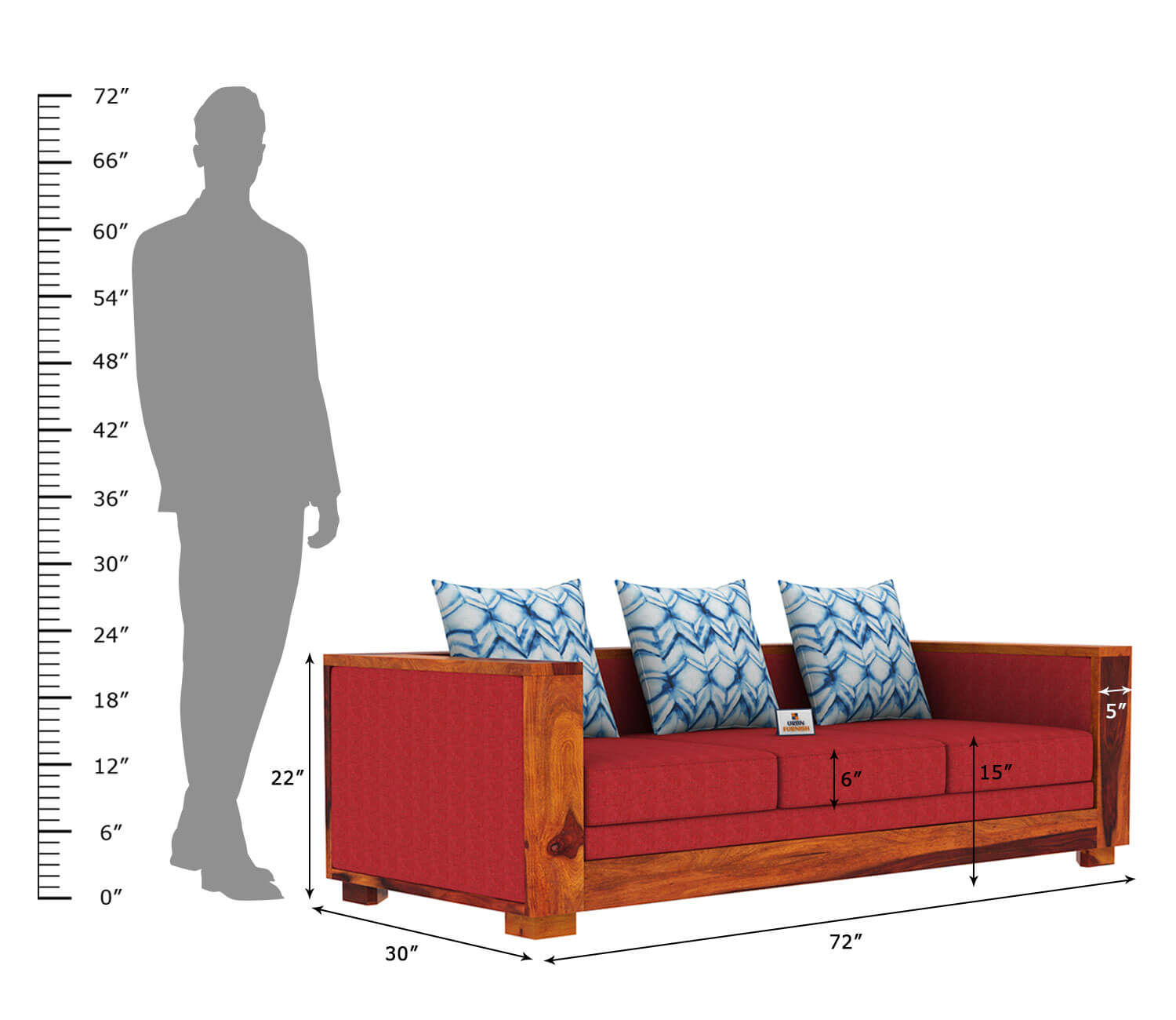 Brume Wooden 3+1+1 Sofa Set - Urbnfurnish