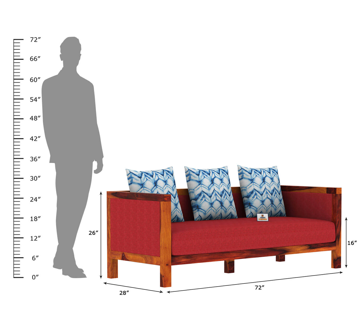Dallas Wooden 3+1+1 Sofa Set - Urbnfurnish