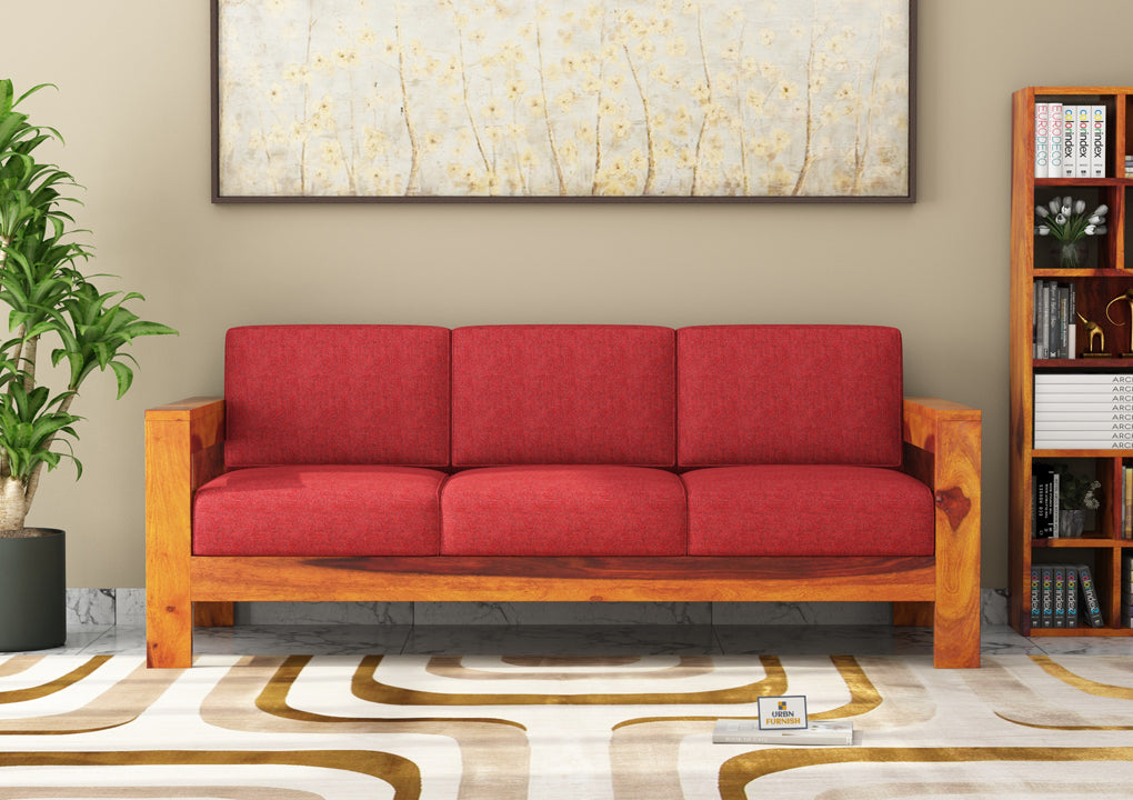 Carlotta With Side Magazine Wooden 3+1+1 Sofa Set - Urbnfurnish