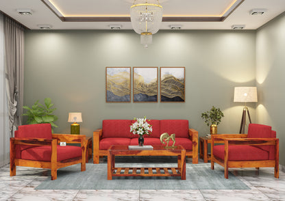Carlotta With Side Magazine Wooden 3+1+1 Sofa Set - Urbnfurnish