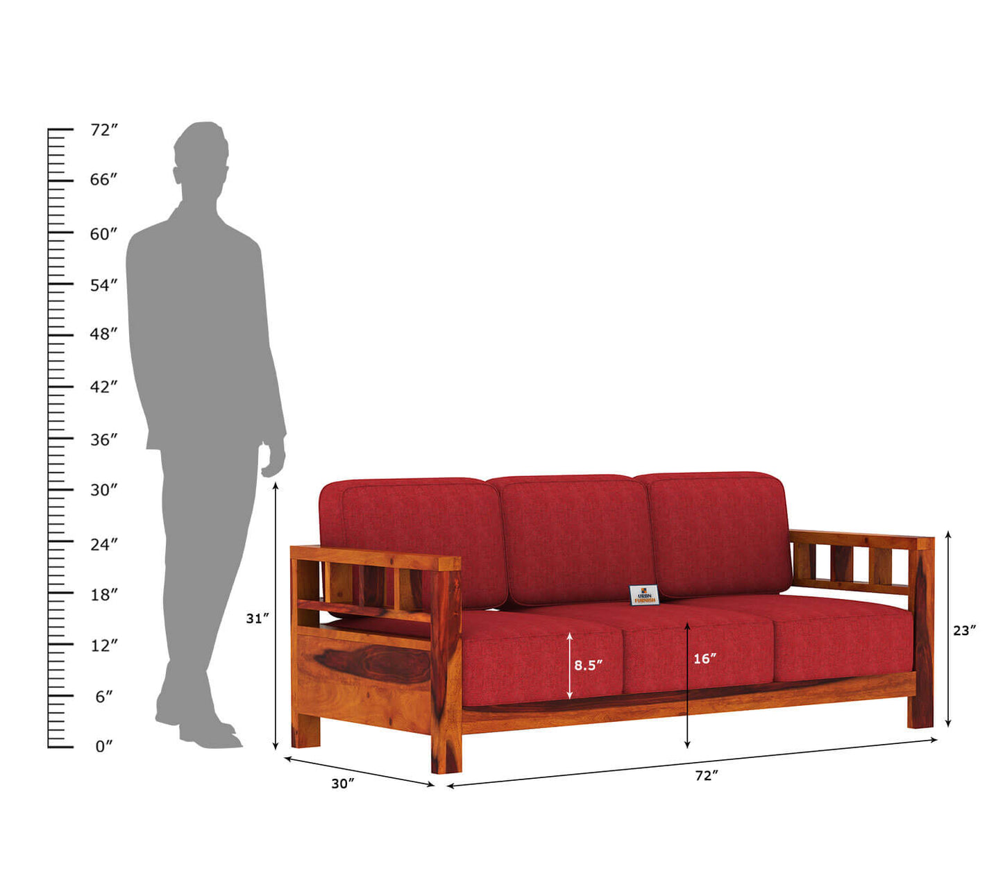 Drake Wooden 3+1+1 Sofa Set - Urbnfurnish