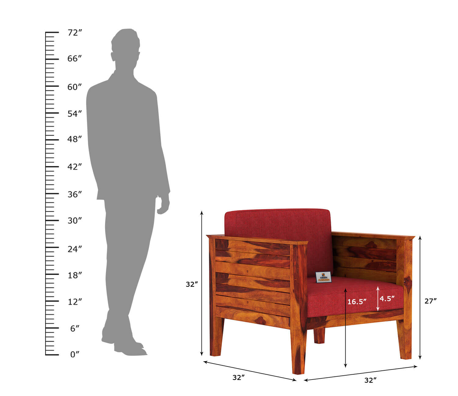 Venice Wooden 3+1+1 Sofa Set - Urbnfurnish