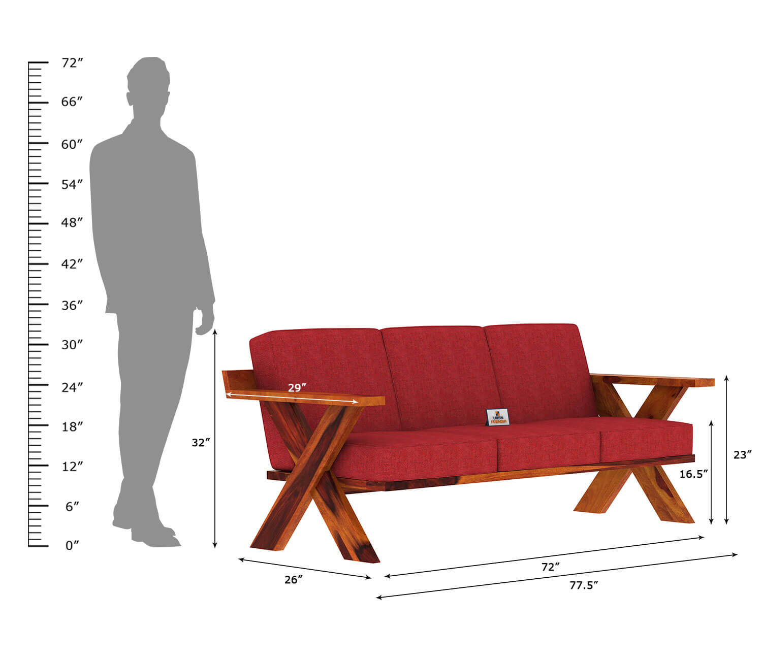 Lewis Wooden 3+1+1 Sofa Set - Urbnfurnish