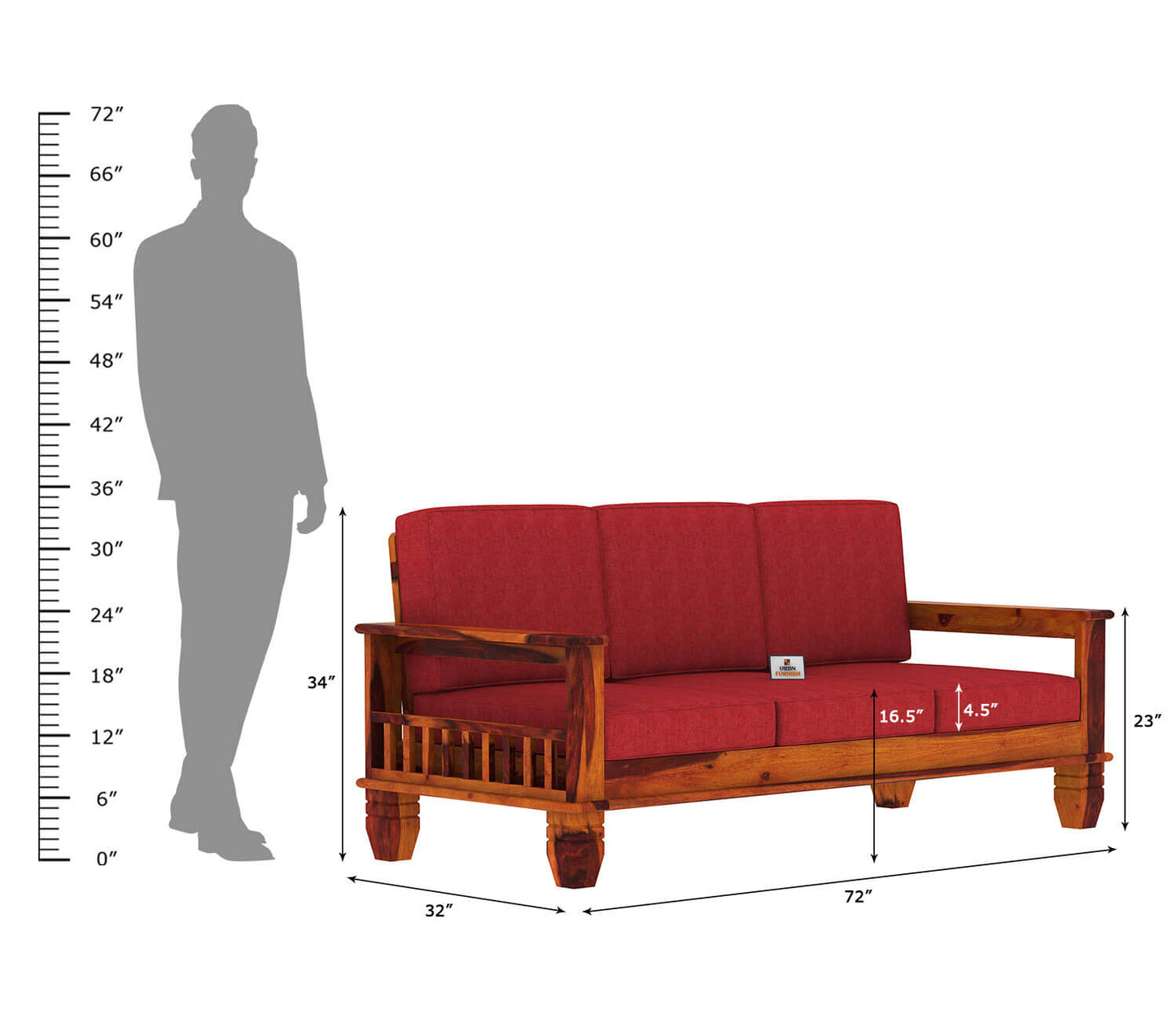 Angelic Wooden 3+1+1 Sofa Set - Urbnfurnish