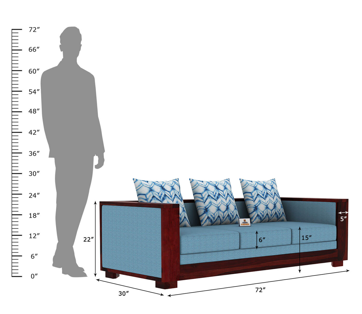 Brume Wooden 3+1+1 Sofa Set - Urbnfurnish