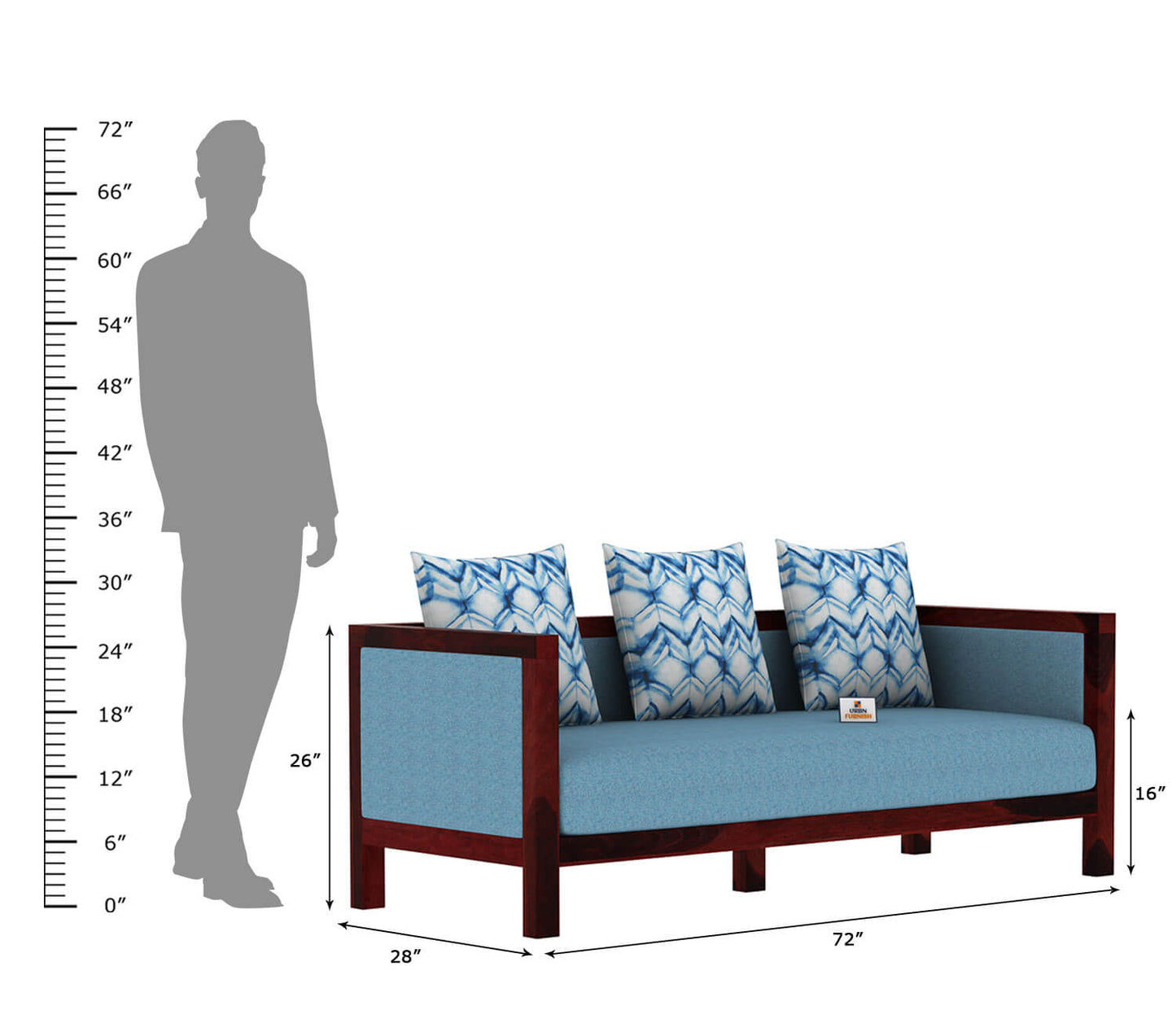Dallas Wooden 3+1+1 Sofa Set - Urbnfurnish