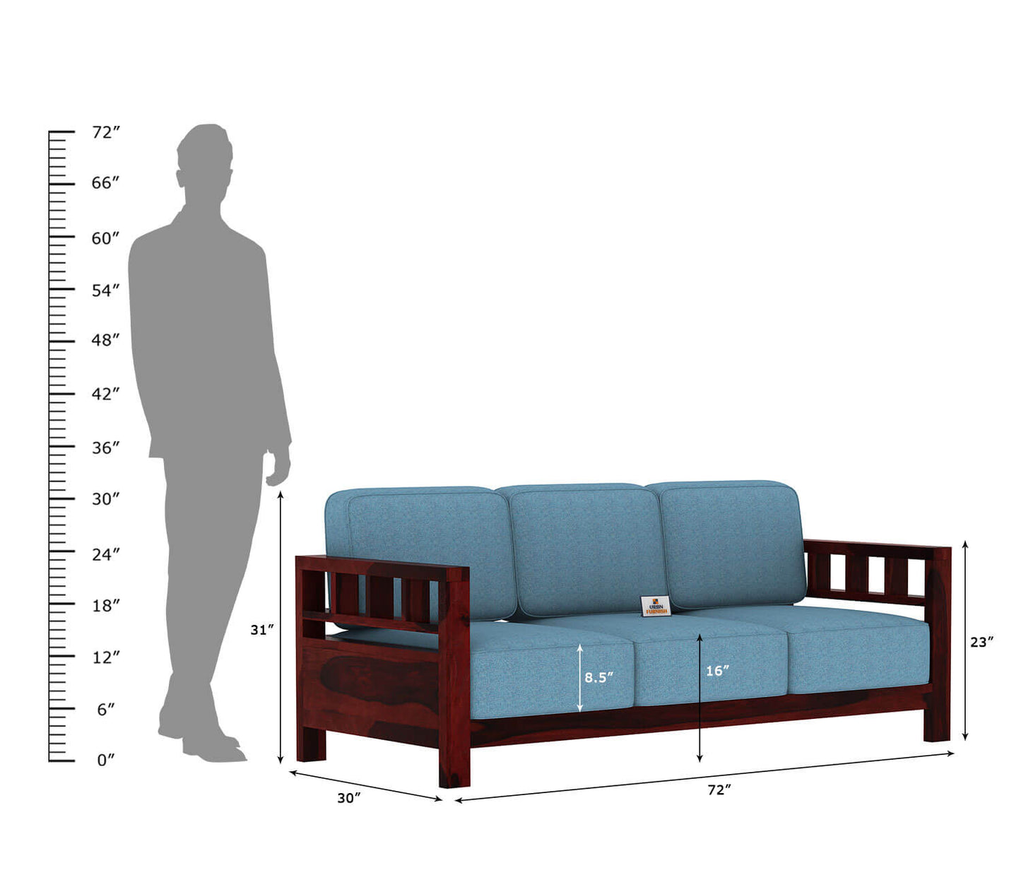 Drake Wooden 3+1+1 Sofa Set - Urbnfurnish