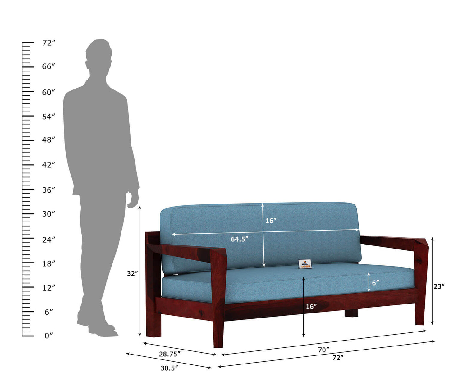 Hampton Wooden 3+1+1 Sofa Set - Urbnfurnish