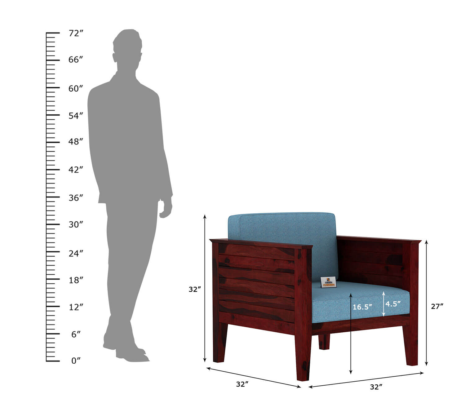 Venice Wooden 3+1+1 Sofa Set - Urbnfurnish