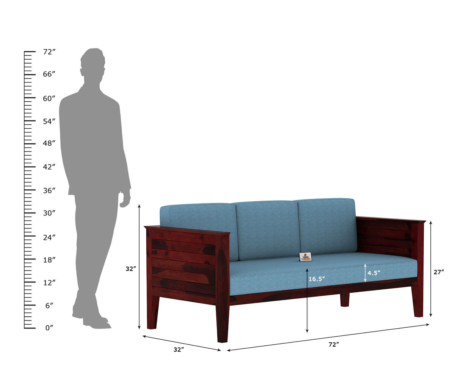 Venice Wooden 3+1+1 Sofa Set - Urbnfurnish