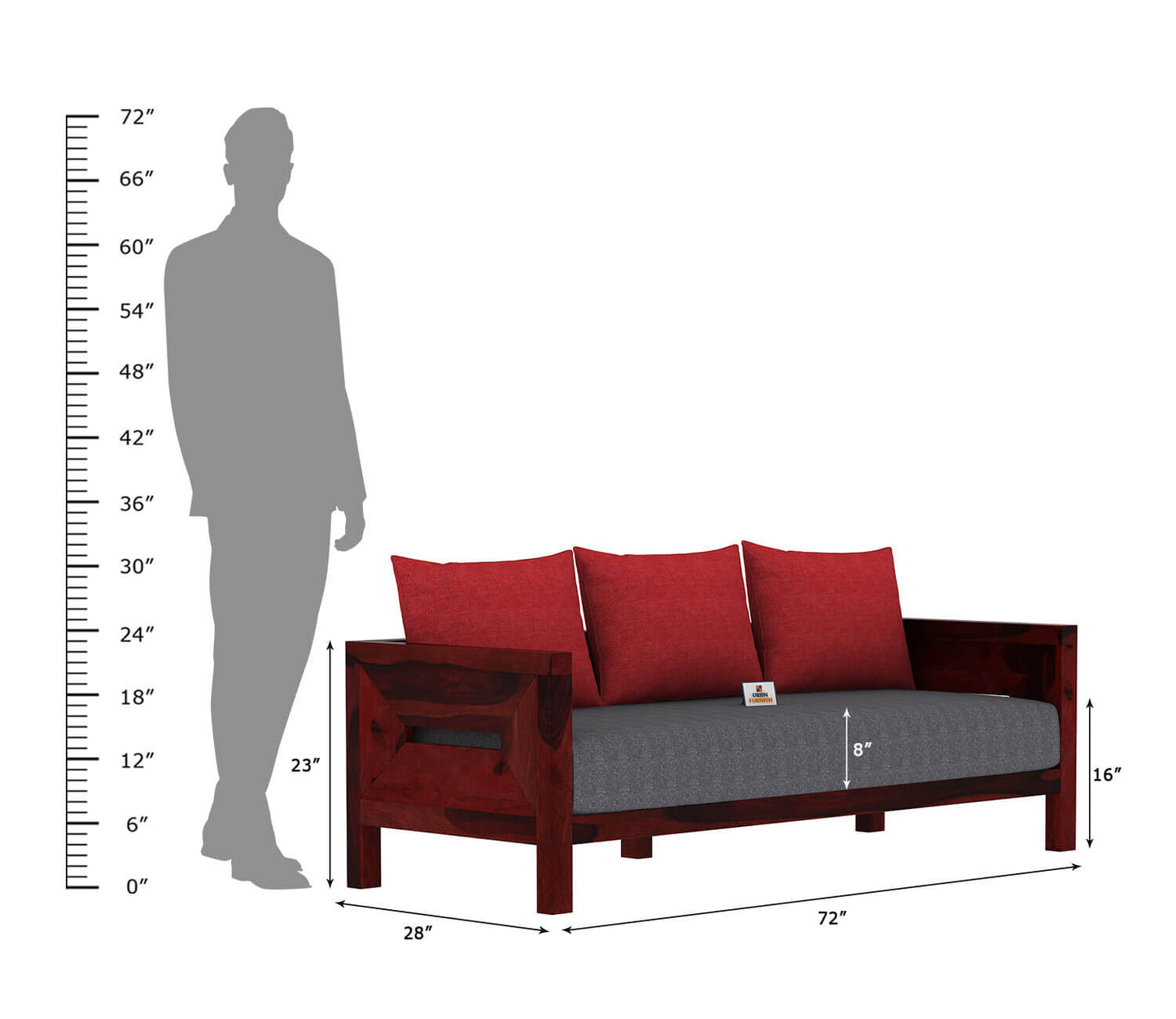 Stamford Wooden 3+1+1 Sofa Set - Urbnfurnish