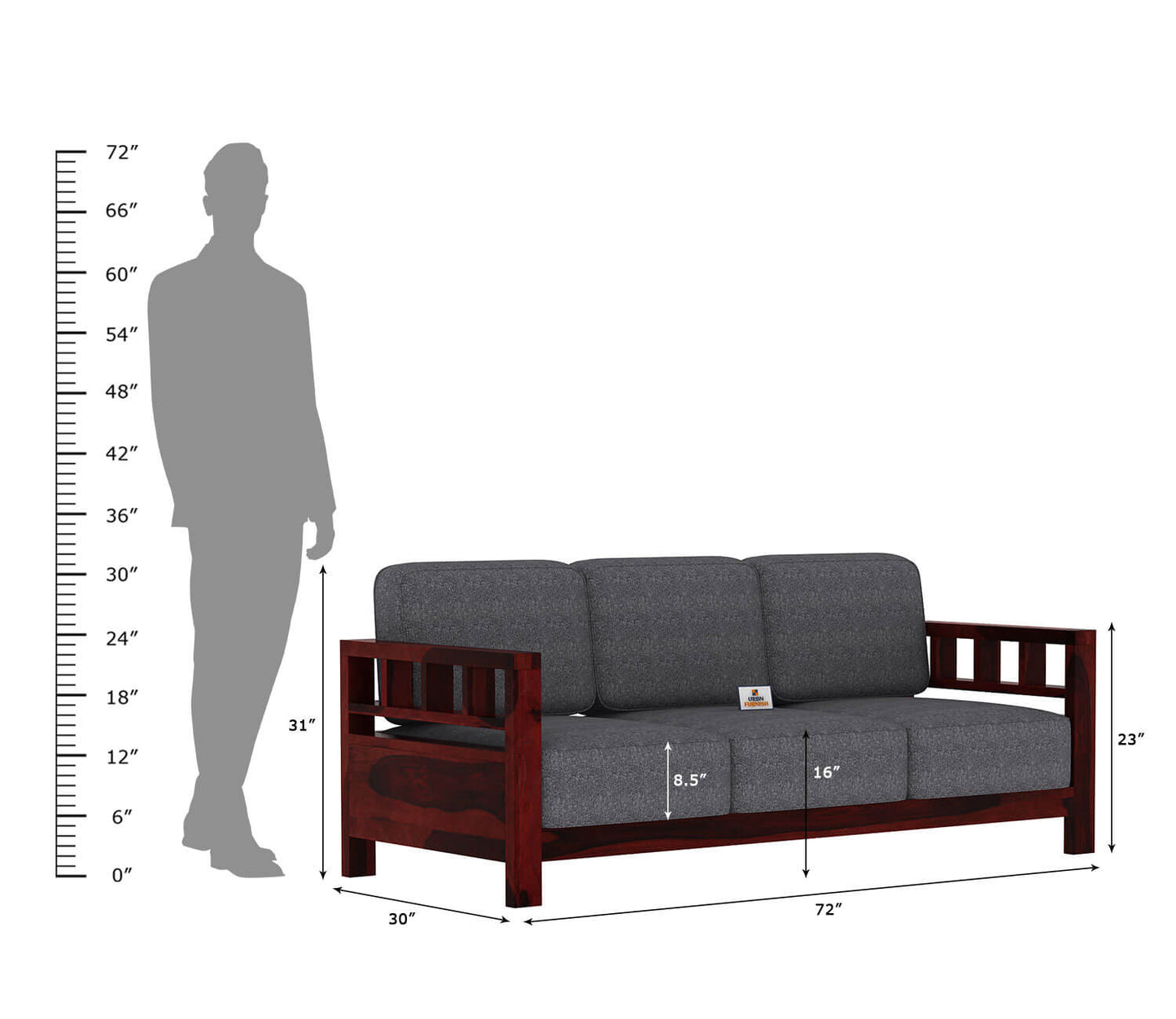 Drake Wooden 3+1+1 Sofa Set - Urbnfurnish