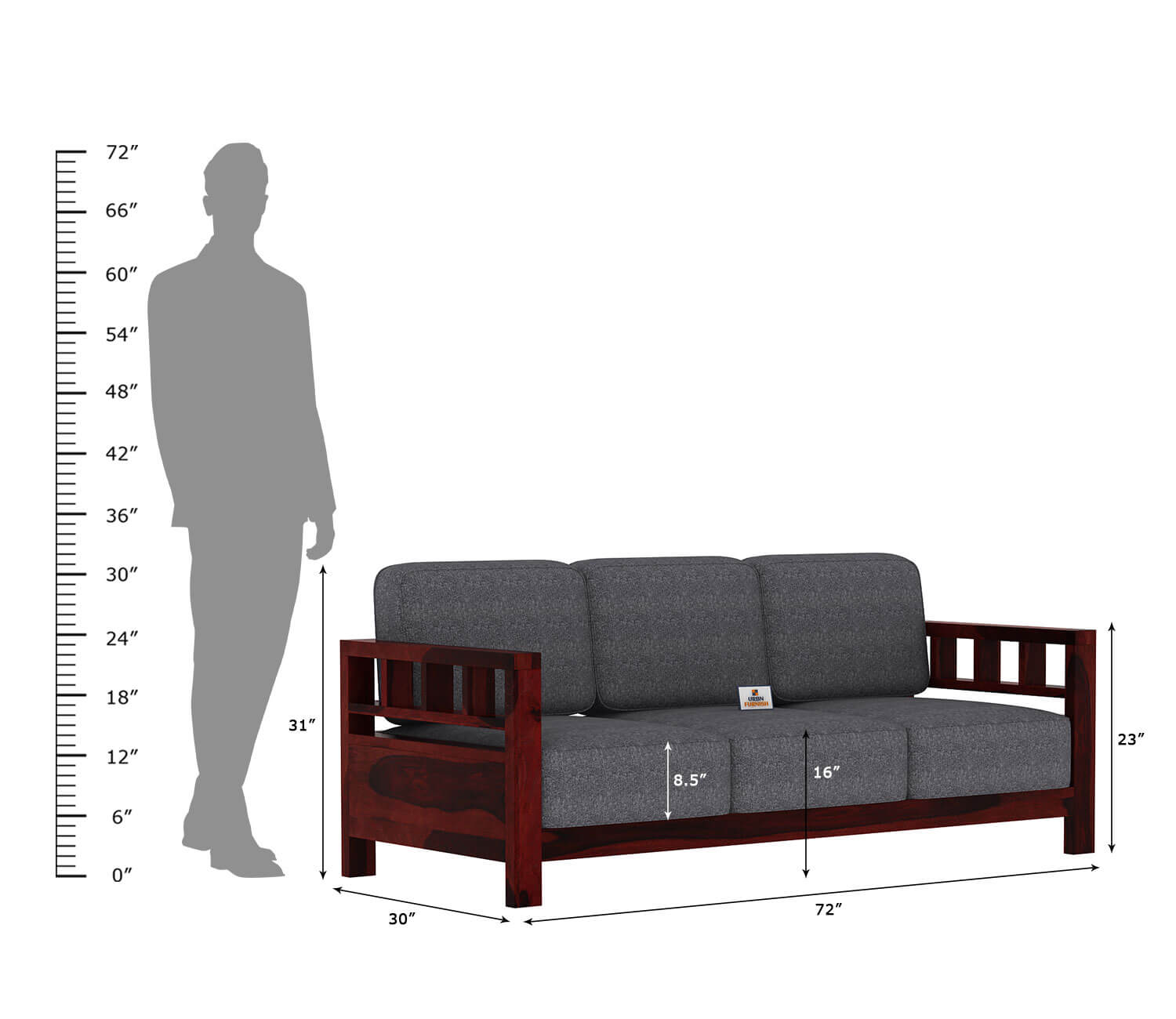 Drake Wooden 3+1+1 Sofa Set - Urbnfurnish