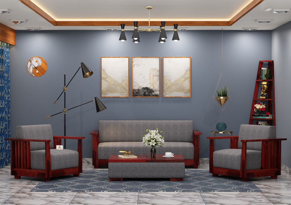 Olson Wooden 3+1+1 Sofa Set - Urbnfurnish