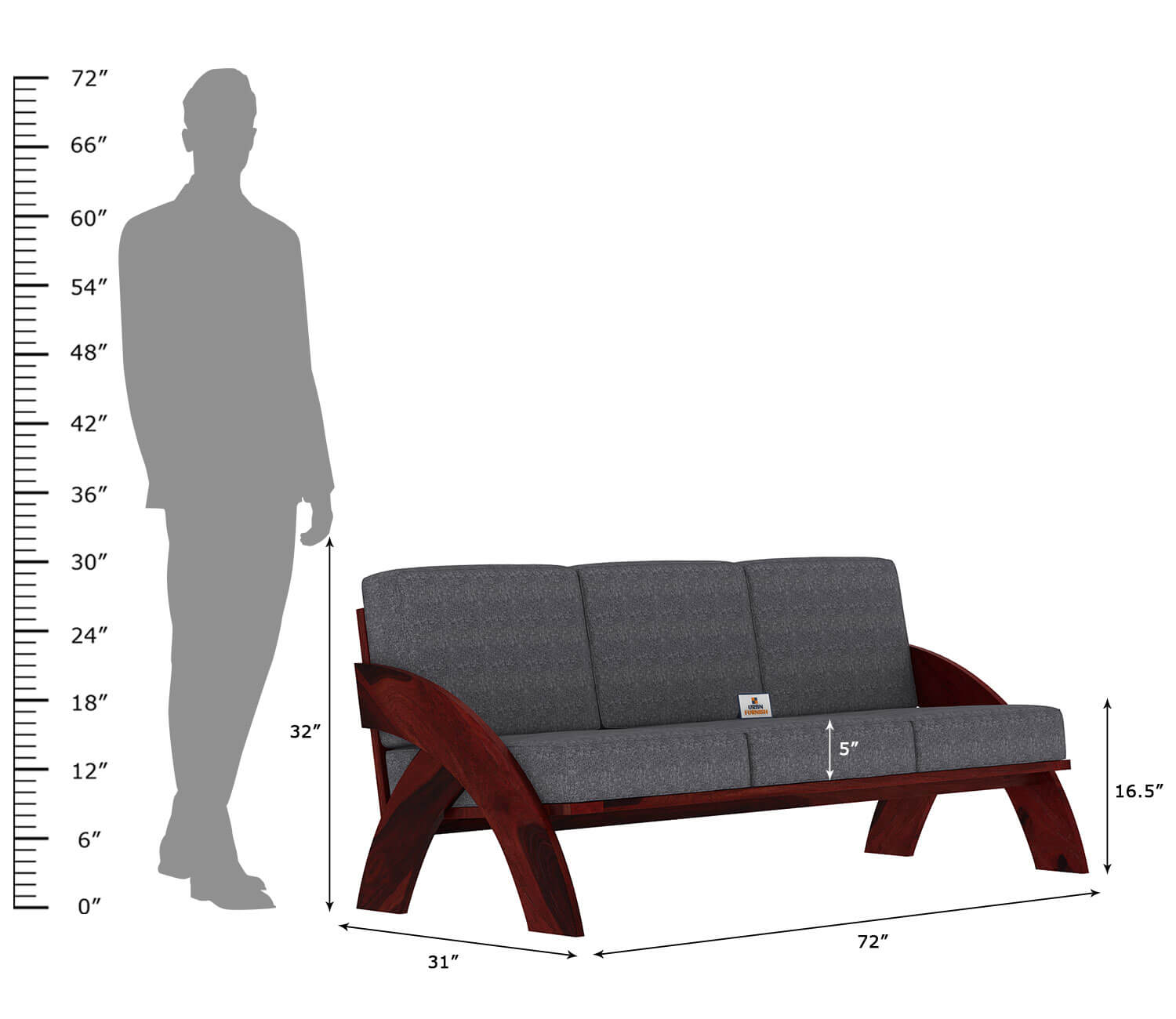 Smith Wooden 3+1+1 Sofa Set - Urbnfurnish