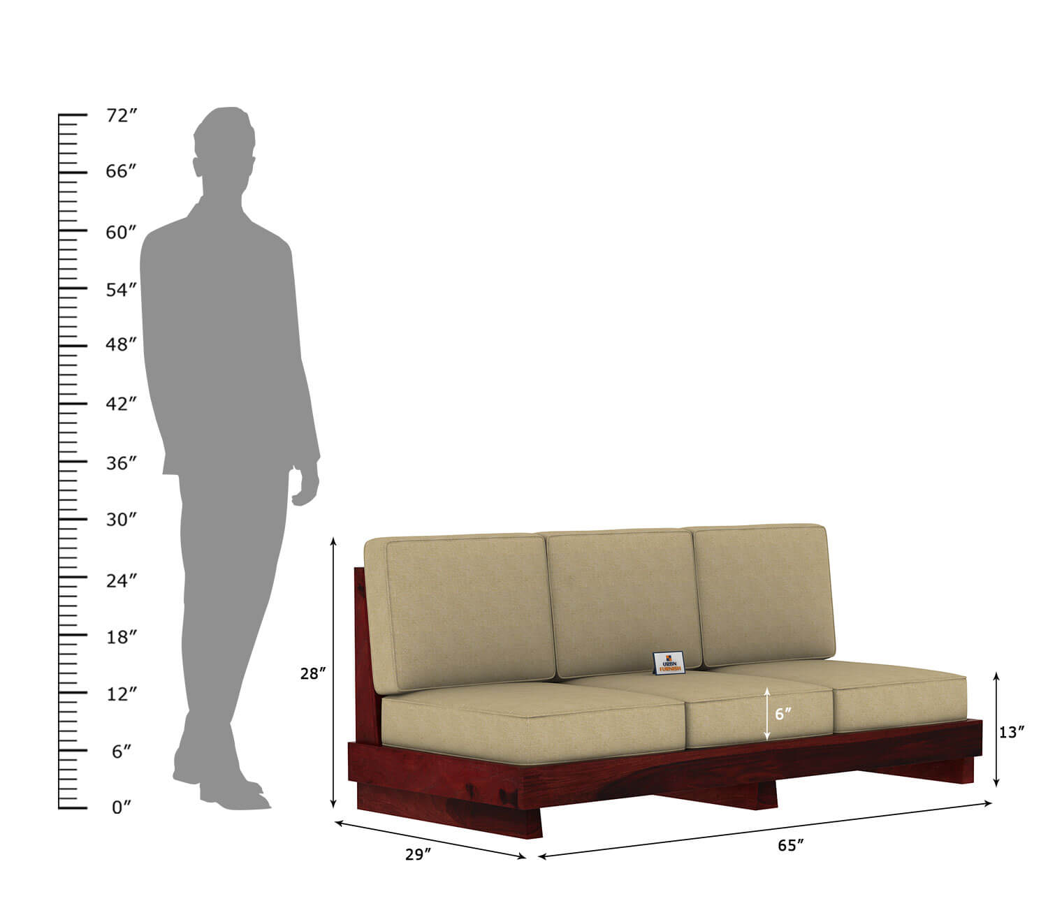 Finlauy Wooden 3+1+1 Sofa Set - Urbnfurnish