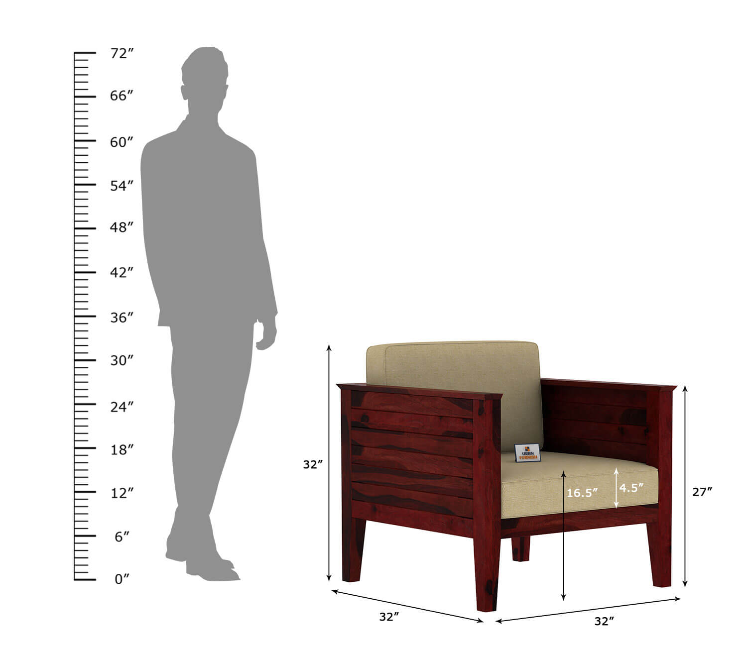 Venice Wooden 3+1+1 Sofa Set - Urbnfurnish
