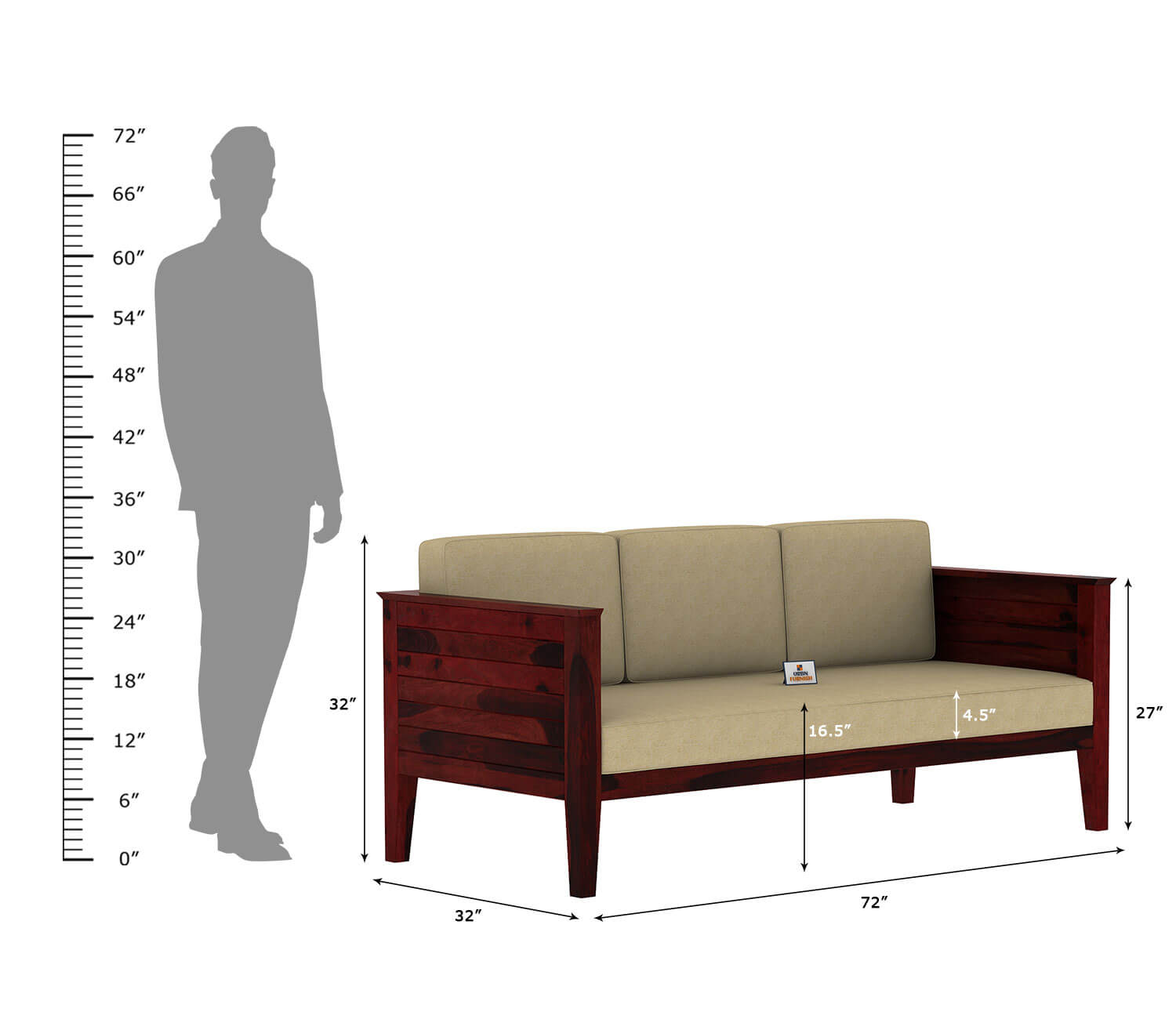 Venice Wooden 3+1+1 Sofa Set - Urbnfurnish