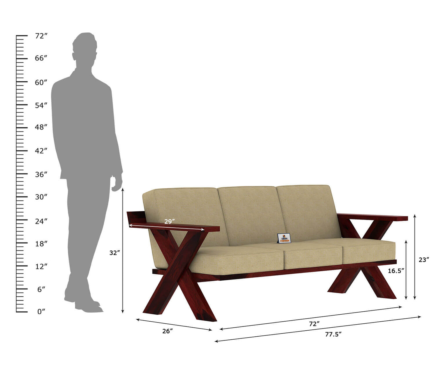 Lewis Wooden 3+1+1 Sofa Set - Urbnfurnish