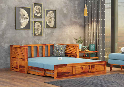 Petrichor Wooden Sofa Cum Bed - Urbnfurnish
