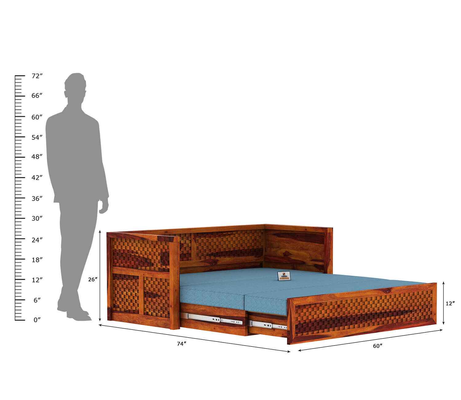 Utepils Wooden Sofa Cum Bed - Urbnfurnish