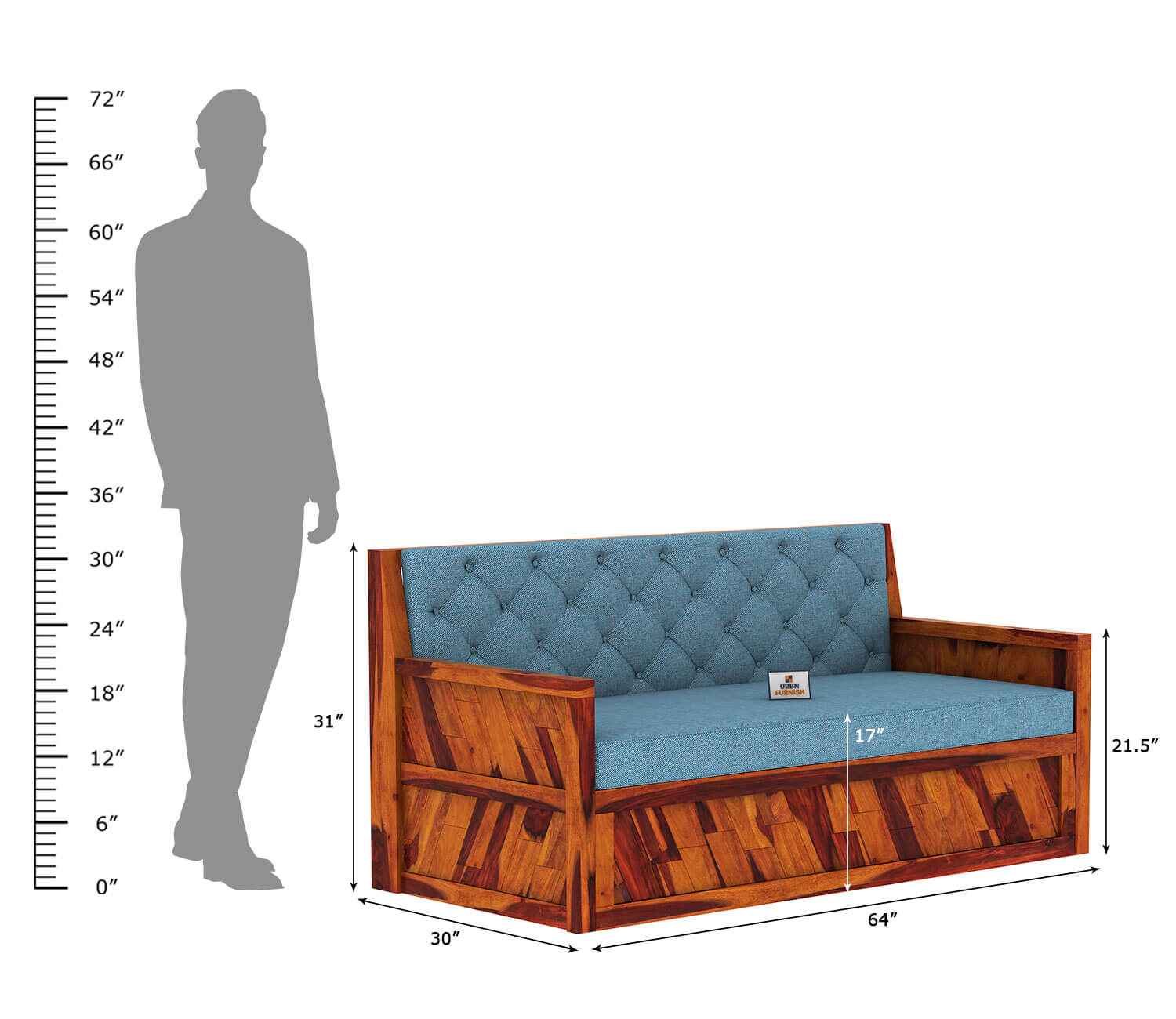 Kavan Wooden Sofa Cum Bed - Urbnfurnish
