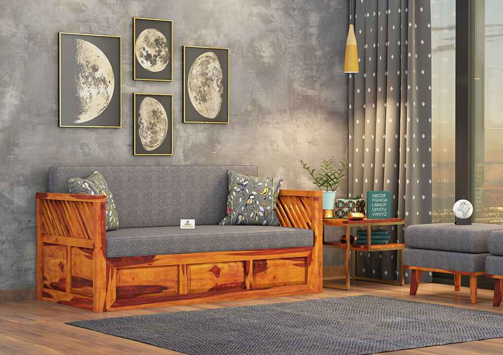 Petrichor Wooden Sofa Cum Bed - Urbnfurnish