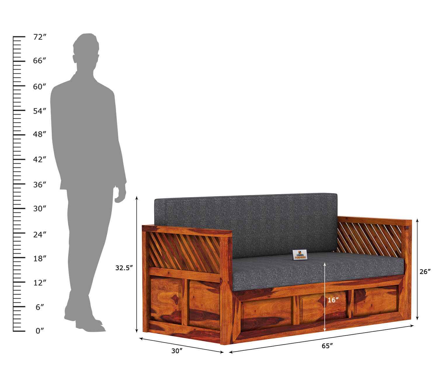 Petrichor Wooden Sofa Cum Bed - Urbnfurnish