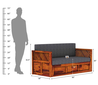Petrichor Wooden Sofa Cum Bed - Urbnfurnish