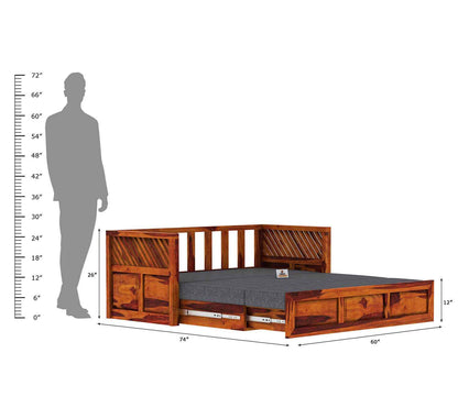 Petrichor Wooden Sofa Cum Bed - Urbnfurnish