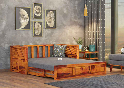 Petrichor Wooden Sofa Cum Bed - Urbnfurnish